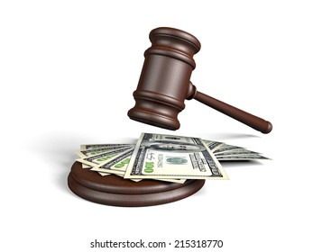 Wooden Gavel And Money