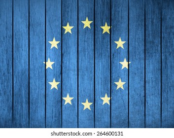 Wooden Grunge Flag Of Europa