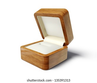 Wooden Jewellery Box Isolated On A White