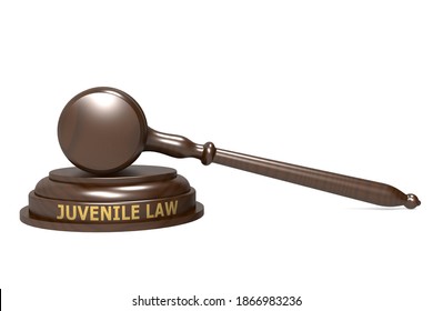 Wooden Judge Gavel With Juvenile Law Word, 3d Rendering