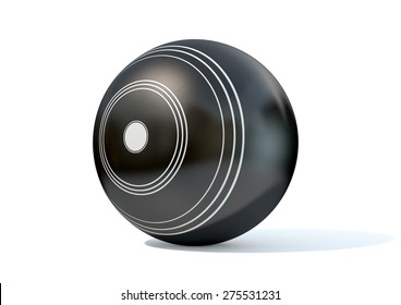 A wooden lawn bowling ball on an isolated white studio background