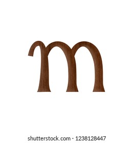 Wooden Letter M Lowercase 3d Illustration Stock Illustration 1238128447