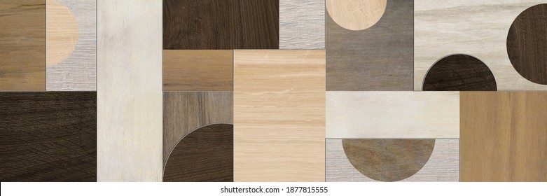 Wooden marquetry. Geometry formed by different textures in wood. Various applications such as ceramics, graphic design, textiles, papers, etc.