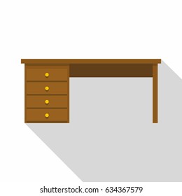 Wooden Office Desk Icon Flat Illustration Stock Illustration 634367579 ...