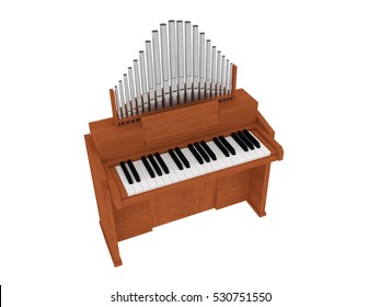 wooden organ isolated 3D illustration