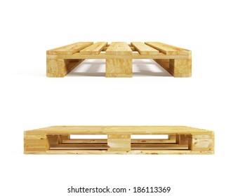 Wooden Pallet, Isolated On White