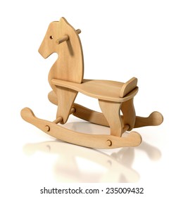 Wooden Rocking Horse Chair 3d Illustration 