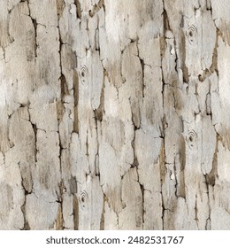 Wooden rough texture seamless pattern. Watercolor painted illustration. Vintage style rough tree trunk seamless pattern natural element
