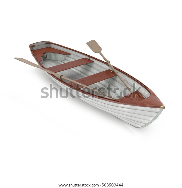 白い背景に木の列のボート 平面図 3dイラスト のイラスト素材