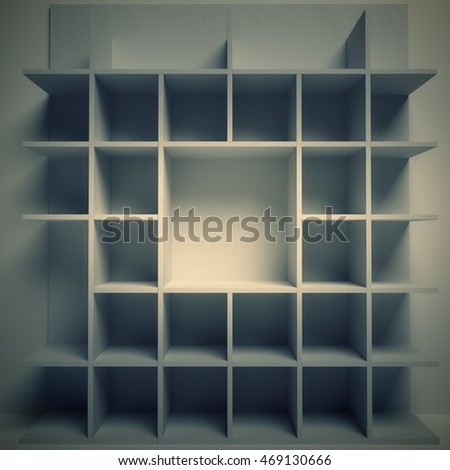 Wooden shelf with empty racks, 3D illustration Stock photo © 