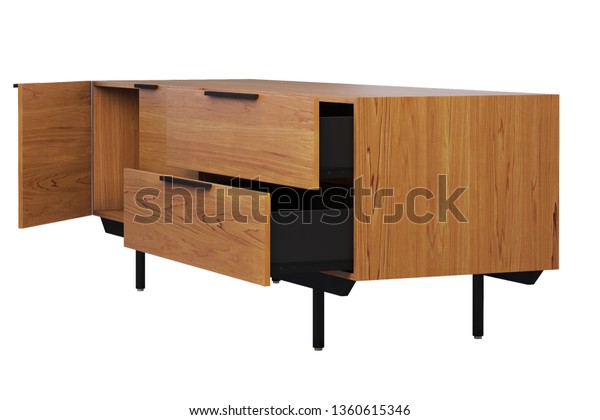 Wooden Sideboard Retractable Shelves Wooden Chest Stock