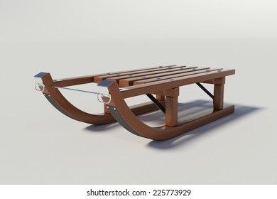 Wooden Sled On White Background Stock Illustration 225773929 | Shutterstock