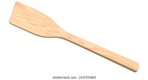 Wooden solid turneror kitchen utensils on white background. 3d render of home kitchen tools and accessories for cooking