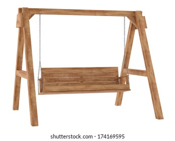 Wooden Swing Isolated.