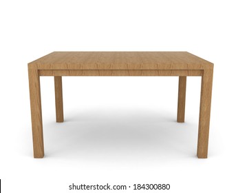 Wooden Table. 3d Illustration On White Background 