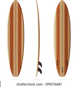 Wooden texture retro malibu surfing board