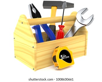 Wooden Toolbox Isolated On White Background Stock Illustration ...