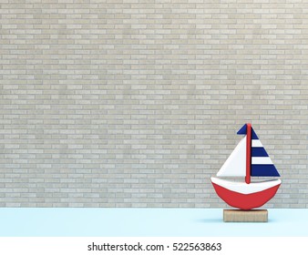 Wooden Toy Sailing Boat,3d Illustration