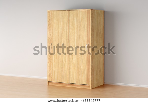 Wooden Wardrobe Closed Sliding Doors Simple Stock Illustration