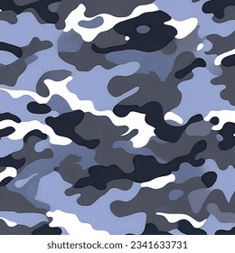 Woodland summer blue gray camouflage. Trendy style camo, army illustration. - Powered by Shutterstock