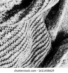 Wool Knit Closeup. Grey Wool Pattern. Light Knit Swatch. Scandinavian Needlework. Christmas Jumper Texture. Light Macro. Monochrome Scandinavian Borders.