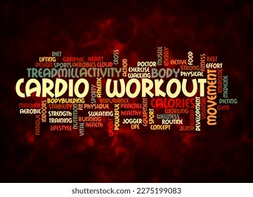 Word Cloud with CARDIO WORKOUT concept create with text only.
