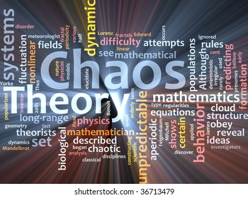 Word Cloud Concept Illustration Of Chaos Theory Glowing Light Effect