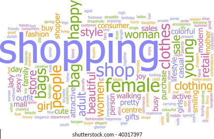 Word cloud concept illustration of consumer shopping