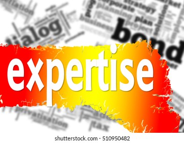 Word cloud with expertise word image, 3D rendering