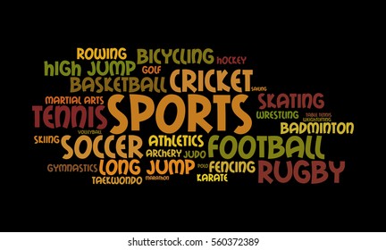 Word Cloud Illustrating Different Sports Played Stock Illustration ...