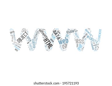 Word Cloud Illustration of Web Technology on white
