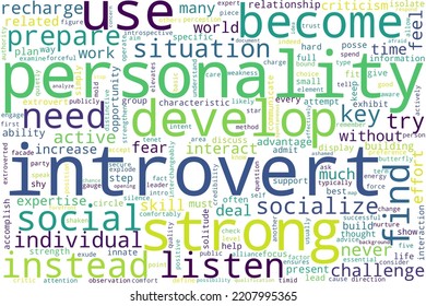 Word Cloud Of Introvert Concept On White Background.