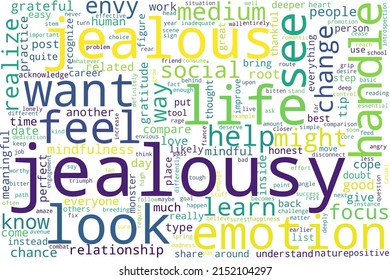 Word Cloud Of Jealousy Concept On White Background.