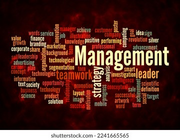 Word Cloud with MANAGEMENT concept create with text only.