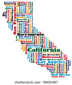 Word Cloud Map Of California State