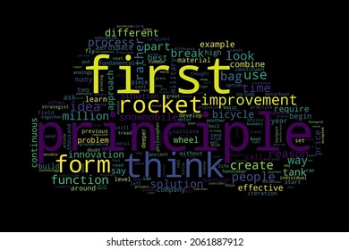 Word Cloud Of Principle Concept On Black Background.