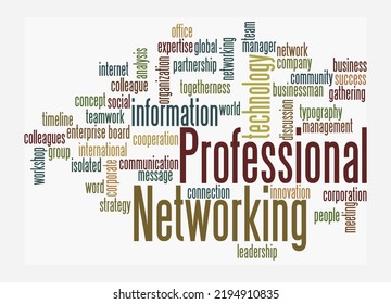 Word Cloud With PROFESSIONAL NETWORKING Concept, Isolated On A White Background.