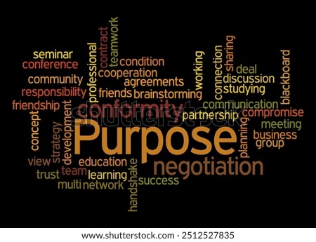 Word Cloud with PURPOSE concept.