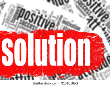 Word cloud solution image with hi-res rendered artwork that could be used for any graphic design.