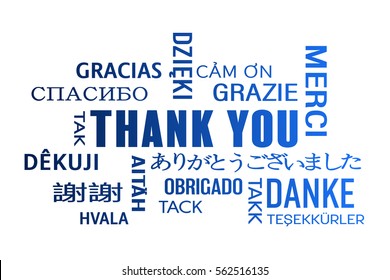 Word Cloud  - Thank You In Different Languages - Blue