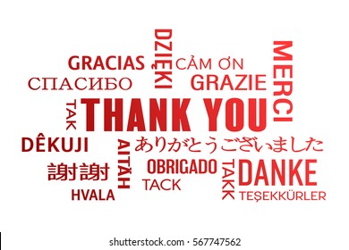 Word Cloud  - Thank You In Different Languages - Red