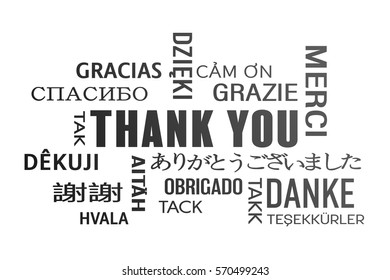 Word Cloud  - Thank You In Different Languages - Black