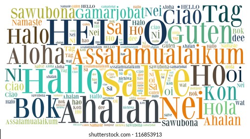 Word Collage Of Hello (greet People) In Different Languages