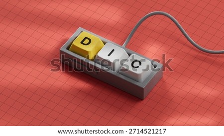 The word dic is written on Computer keyboard keys. Medical concept.close up of Computer keyboard keys,Business Concept.3D rendering.