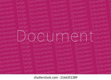 Word Document in languages of world. Logo Document on colorful background. Simple texture pattern