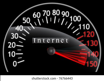 The Word Internet On A Speedometer. Symbolize A High Speed Connection.