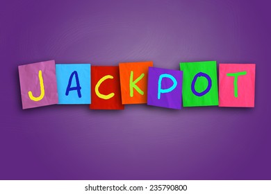 The Word Jackpot Written On Sticky Colored Paper