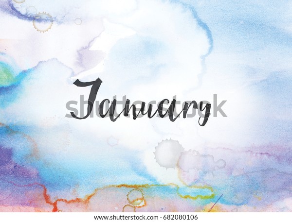 Word January Concept Theme Written Black Stock Illustration 682080106