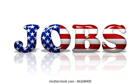 The Word Jobs In The American Flag Colors, Jobs In America