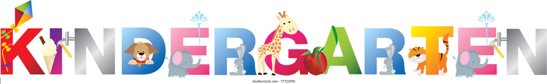 Word Kindergarten Made Alphabet Cartoon Letters Stock Illustration 